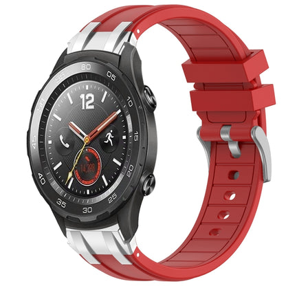 For Huawei Watch 2 20mm Quick Release Silver Buckle Royal Silicone Watch Band(Red) by bashfashion