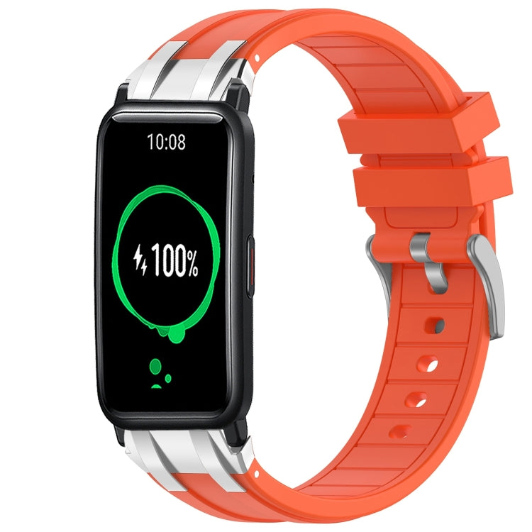 For Honor Watch ES 20mm Quick Release Silver Buckle Royal Silicone Watch Band(Orange) by bashfashion
