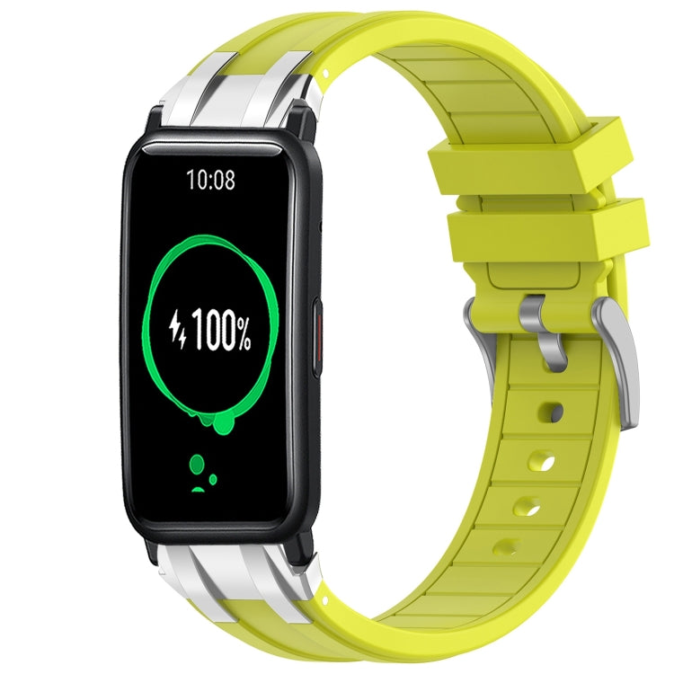 For Honor Watch ES 20mm Quick Release Silver Buckle Royal Silicone Watch Band(Vital Yellow) by bashfashion