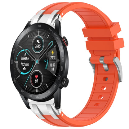 For Honor Magic Watch 2 42mm 20mm Quick Release Silver Buckle Royal Silicone Watch Band(Orange) by bashfashion