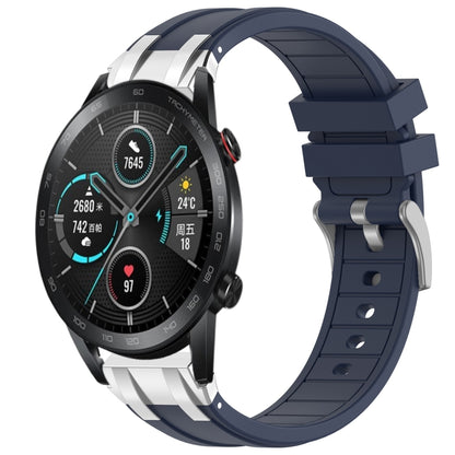 For Honor Magic Watch 2 42mm 20mm Quick Release Silver Buckle Royal Silicone Watch Band(Navy Blue) by bashfashion