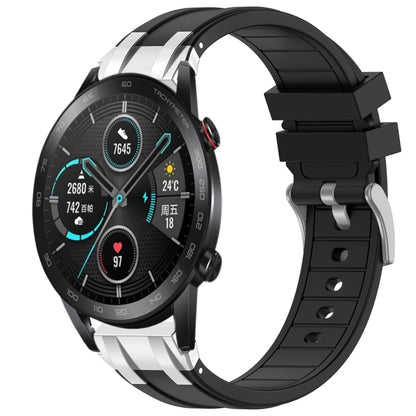 For Honor Magic Watch 2 42mm 20mm Quick Release Silver Buckle Royal Silicone Watch Band(Black) by bashfashion