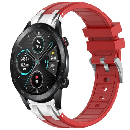 For Honor Magic Watch 2 42mm 20mm Quick Release Silver Buckle Royal Silicone Watch Band(Red) by bashfashion