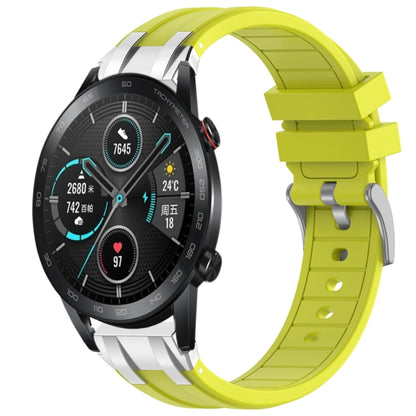 For Honor Magic Watch 2 42mm 20mm Quick Release Silver Buckle Royal Silicone Watch Band(Vital Yellow) by bashfashion