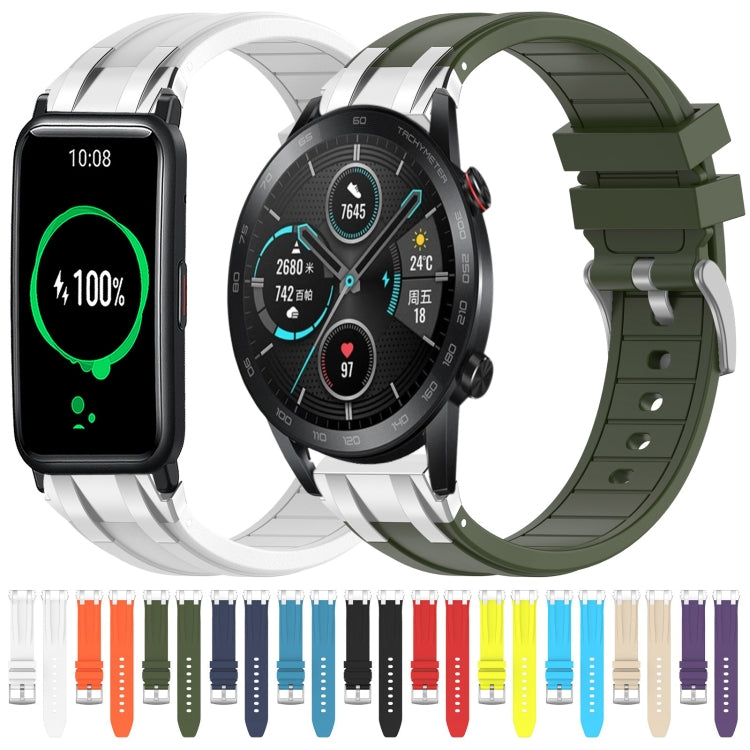 For Honor Watch ES 20mm Quick Release Silver Buckle Royal Silicone Watch Band(Starlight) by bashfashion