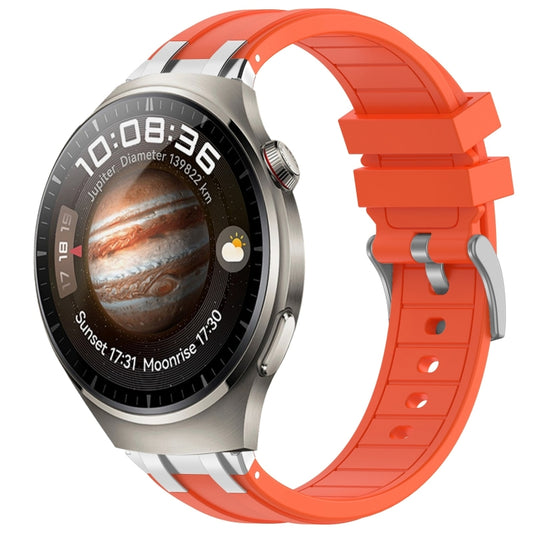 For Huawei Watch 4 Pro 22mm Quick Release Silver Buckle Royal Silicone Watch Band(Orange) by bashfashion