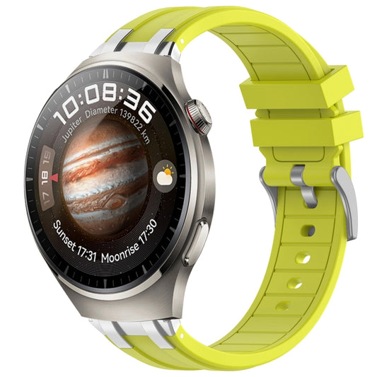 For Huawei Watch 4 Pro 22mm Quick Release Silver Buckle Royal Silicone Watch Band(Vital Yellow) by bashfashion