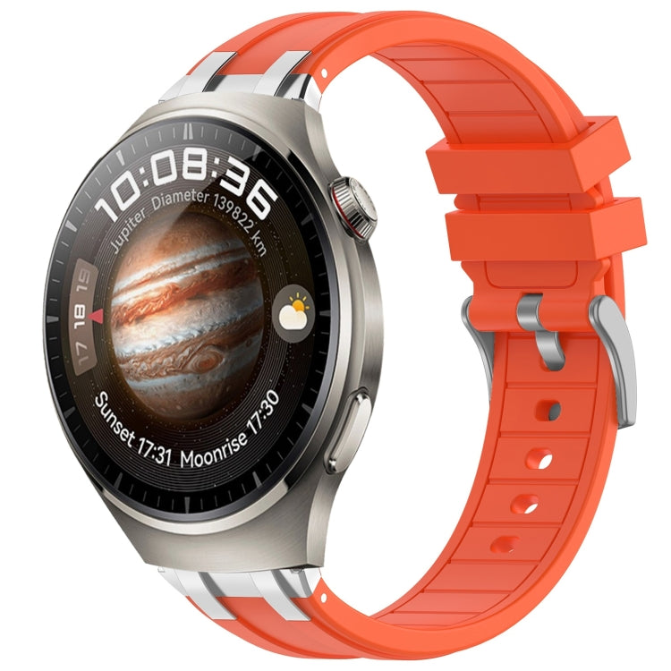 For Huawei Watch 4 22mm Quick Release Silver Buckle Royal Silicone Watch Band(Orange) by bashfashion