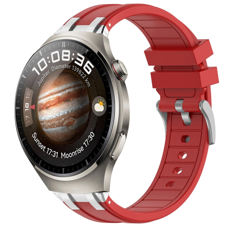 For Huawei Watch 4 22mm Quick Release Silver Buckle Royal Silicone Watch Band(Red) by bashfashion