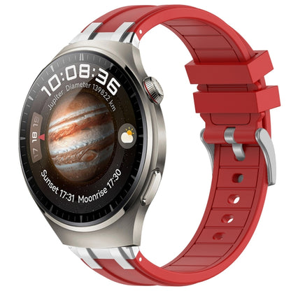 For Huawei Watch 4 22mm Quick Release Silver Buckle Royal Silicone Watch Band(Red) by bashfashion