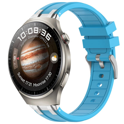For Huawei Watch 4 22mm Quick Release Silver Buckle Royal Silicone Watch Band(Sky Blue) by bashfashion