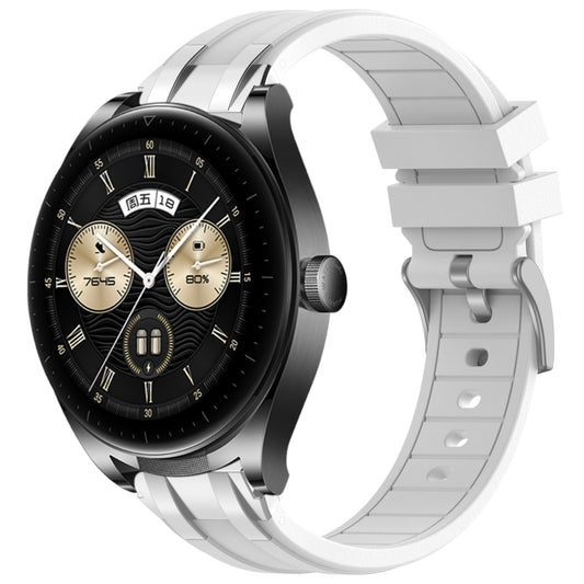For Huawei Watch Buds 22mm Quick Release Silver Buckle Royal Silicone Watch Band(White) by bashfashion