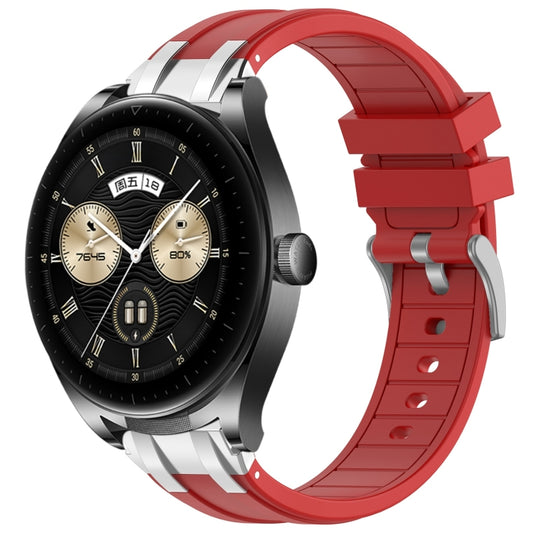 For Huawei Watch Buds 22mm Quick Release Silver Buckle Royal Silicone Watch Band(Red) by bashfashion