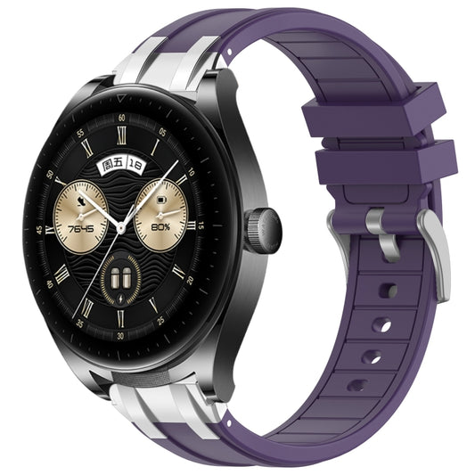 For Huawei Watch Buds 22mm Quick Release Silver Buckle Royal Silicone Watch Band(Purple) by bashfashion