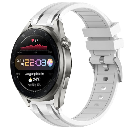 For Huawei Watch3 Pro New 22mm Quick Release Silver Buckle Royal Silicone Watch Band(White) by bashfashion