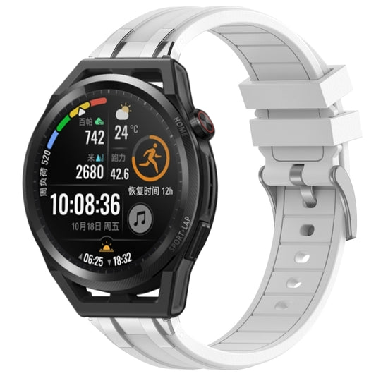 For Huawei Watch GT Runner 22mm Quick Release Silver Buckle Royal Silicone Watch Band(White) by bashfashion