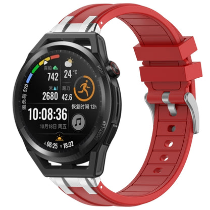 For Huawei Watch GT Runner 22mm Quick Release Silver Buckle Royal Silicone Watch Band(Red) by bashfashion