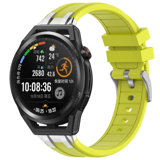 For Huawei Watch GT Runner 22mm Quick Release Silver Buckle Royal Silicone Watch Band(Vital Yellow) by bashfashion