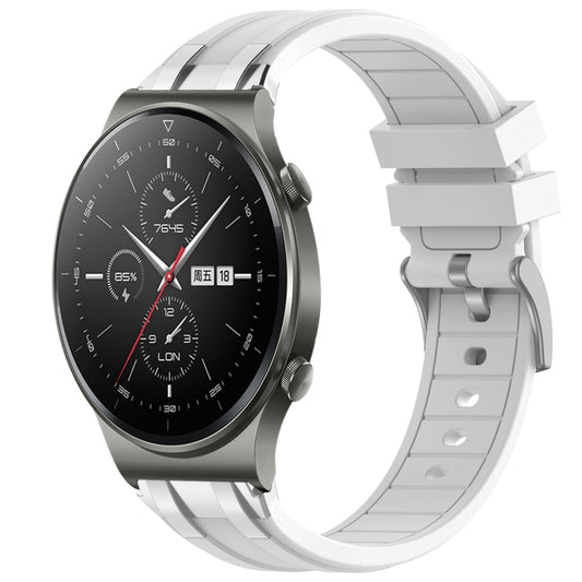 For Huawei Watch GT2 Pro 22mm Quick Release Silver Buckle Royal Silicone Watch Band(White) by bashfashion