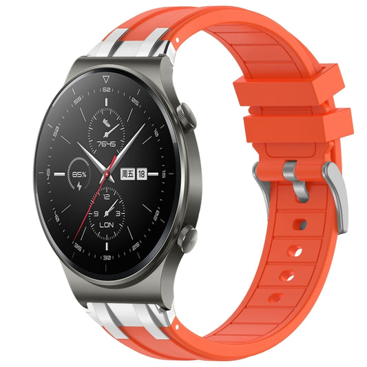 For Huawei Watch GT2 Pro 22mm Quick Release Silver Buckle Royal Silicone Watch Band(Orange) by bashfashion