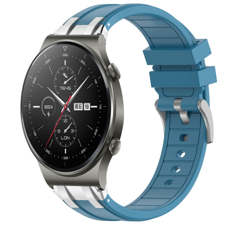 For Huawei Watch GT2 Pro 22mm Quick Release Silver Buckle Royal Silicone Watch Band(Sea Blue) by bashfashion