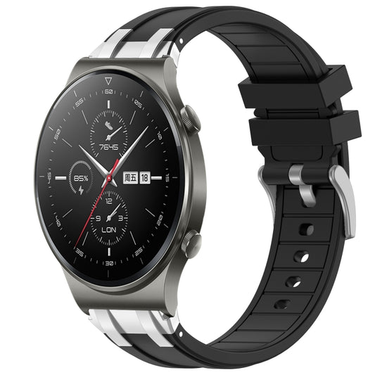 For Huawei Watch GT2 Pro 22mm Quick Release Silver Buckle Royal Silicone Watch Band(Black) by bashfashion
