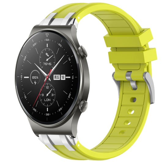 For Huawei Watch GT2 Pro 22mm Quick Release Silver Buckle Royal Silicone Watch Band(Vital Yellow) by bashfashion