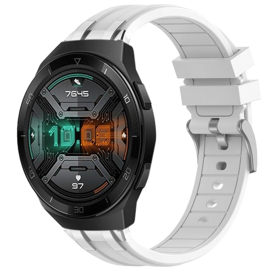 For Huawei Watch GT 2e 22mm Quick Release Silver Buckle Royal Silicone Watch Band(White) by bashfashion