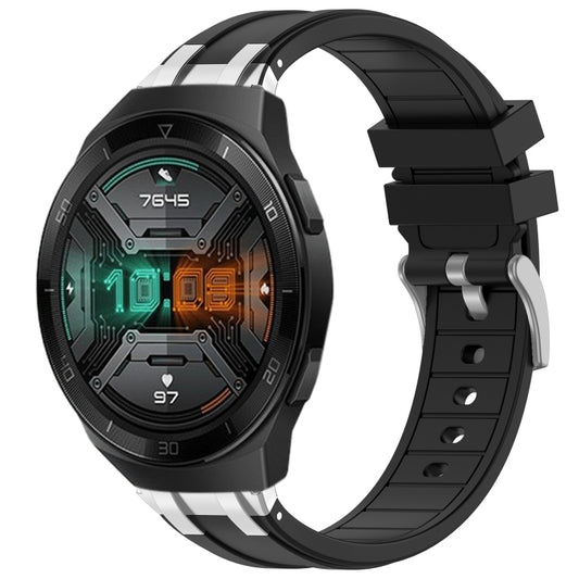 For Huawei Watch GT 2e 22mm Quick Release Silver Buckle Royal Silicone Watch Band(Black) by bashfashion