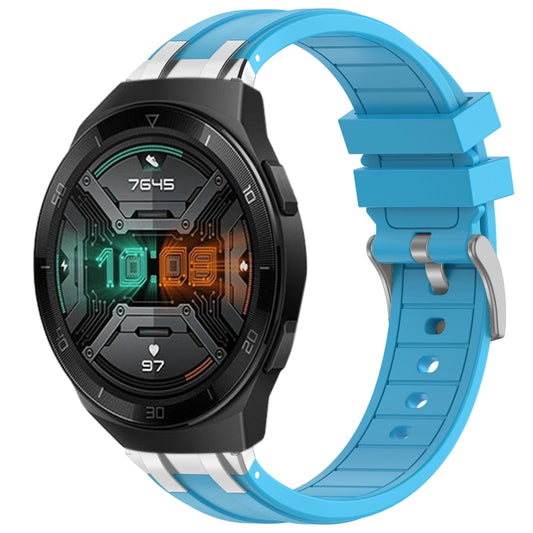 For Huawei Watch GT 2e 22mm Quick Release Silver Buckle Royal Silicone Watch Band(Sky Blue) by bashfashion