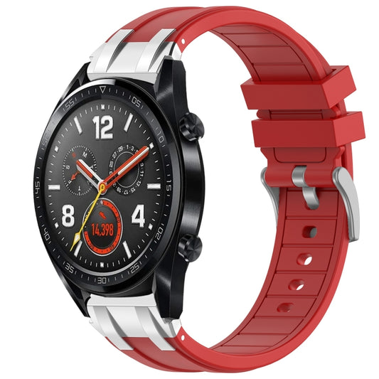 For Huawei Watch GT 22mm Quick Release Silver Buckle Royal Silicone Watch Band(Red) by bashfashion