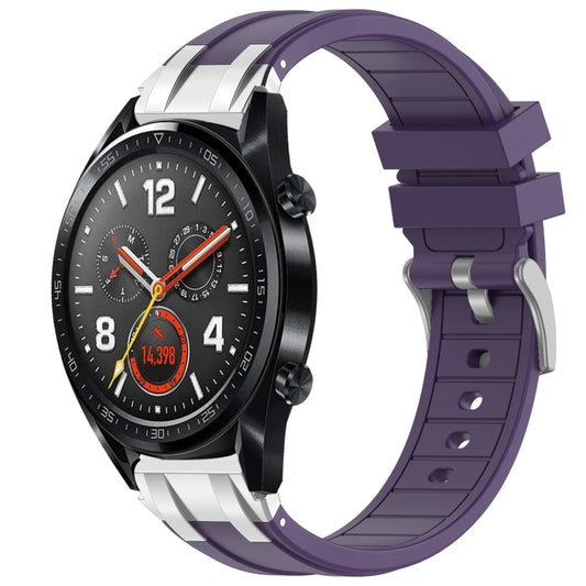 For Huawei Watch GT 22mm Quick Release Silver Buckle Royal Silicone Watch Band(Purple) by bashfashion