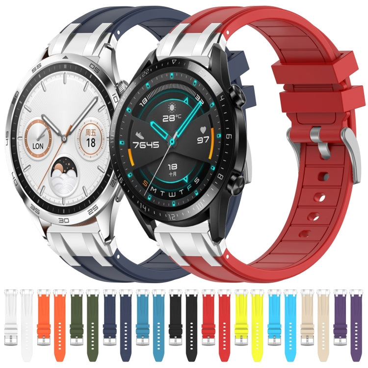 For Huawei Watch 4 22mm Quick Release Silver Buckle Royal Silicone Watch Band(Sky Blue) by bashfashion