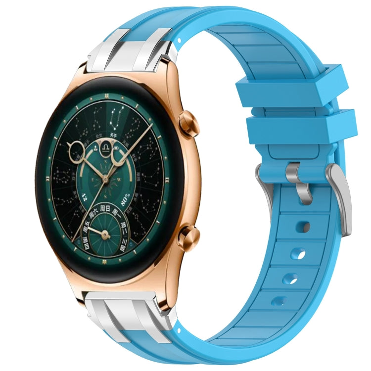 For Honor Watch GS 4 22mm Quick Release Silver Buckle Royal Silicone Watch Band(Sky Blue) by bashfashion