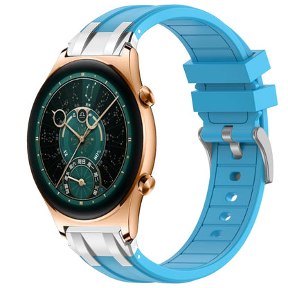 For Honor Watch GS 4 22mm Quick Release Silver Buckle Royal Silicone Watch Band(Sky Blue) by bashfashion