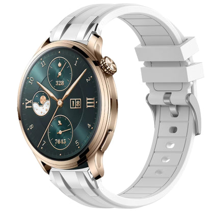 For Honor Watch 4 Pro 22mm Quick Release Silver Buckle Royal Silicone Watch Band(White) by bashfashion