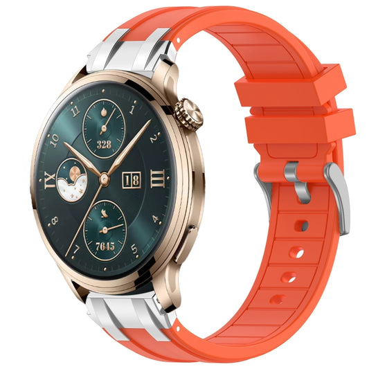 For Honor Watch 4 Pro 22mm Quick Release Silver Buckle Royal Silicone Watch Band(Orange) by bashfashion