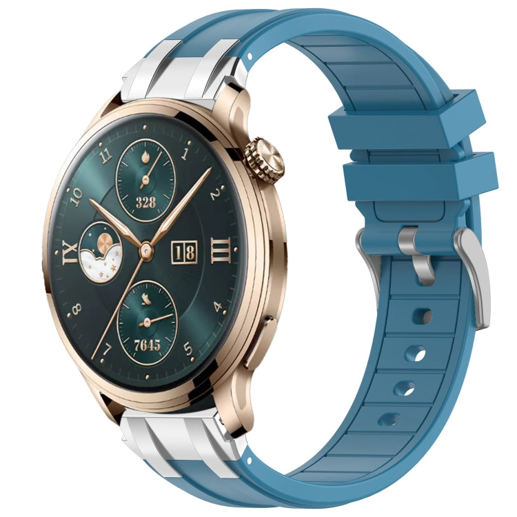 For Honor Watch 4 Pro 22mm Quick Release Silver Buckle Royal Silicone Watch Band(Sea Blue) by bashfashion