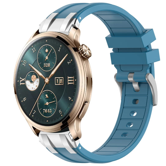 For Honor Watch 4 Pro 22mm Quick Release Silver Buckle Royal Silicone Watch Band(Sea Blue) by bashfashion