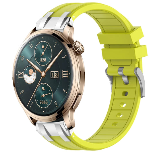For Honor Watch 4 Pro 22mm Quick Release Silver Buckle Royal Silicone Watch Band(Vital Yellow) by bashfashion