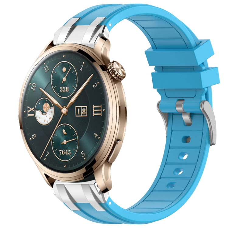 For Honor Watch 4 Pro 22mm Quick Release Silver Buckle Royal Silicone Watch Band(Sky Blue) by bashfashion