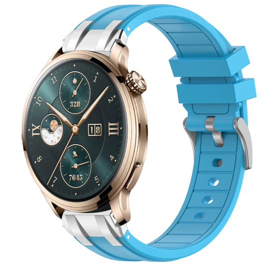 For Honor Watch 4 Pro 22mm Quick Release Silver Buckle Royal Silicone Watch Band(Sky Blue) by bashfashion