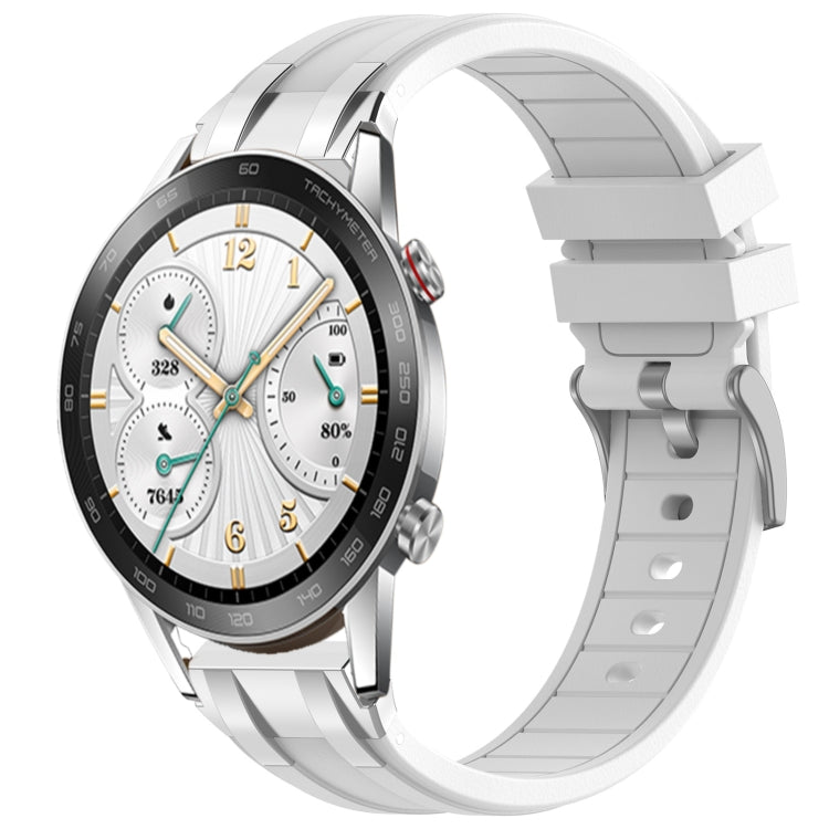 For Honor Watch GS 3i 22mm Quick Release Silver Buckle Royal Silicone Watch Band(White) by bashfashion