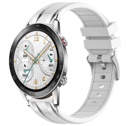 For Honor Watch GS 3i 22mm Quick Release Silver Buckle Royal Silicone Watch Band(White) by bashfashion