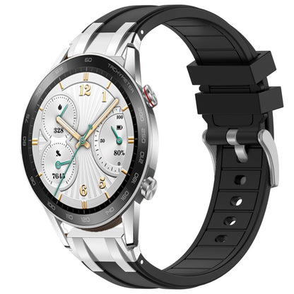 For Honor Watch GS 3i 22mm Quick Release Silver Buckle Royal Silicone Watch Band(Black) by bashfashion