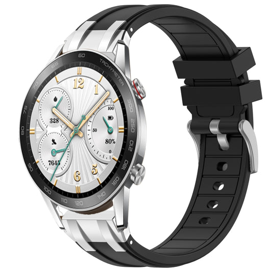 For Honor Watch GS 3i 22mm Quick Release Silver Buckle Royal Silicone Watch Band(Black) by bashfashion