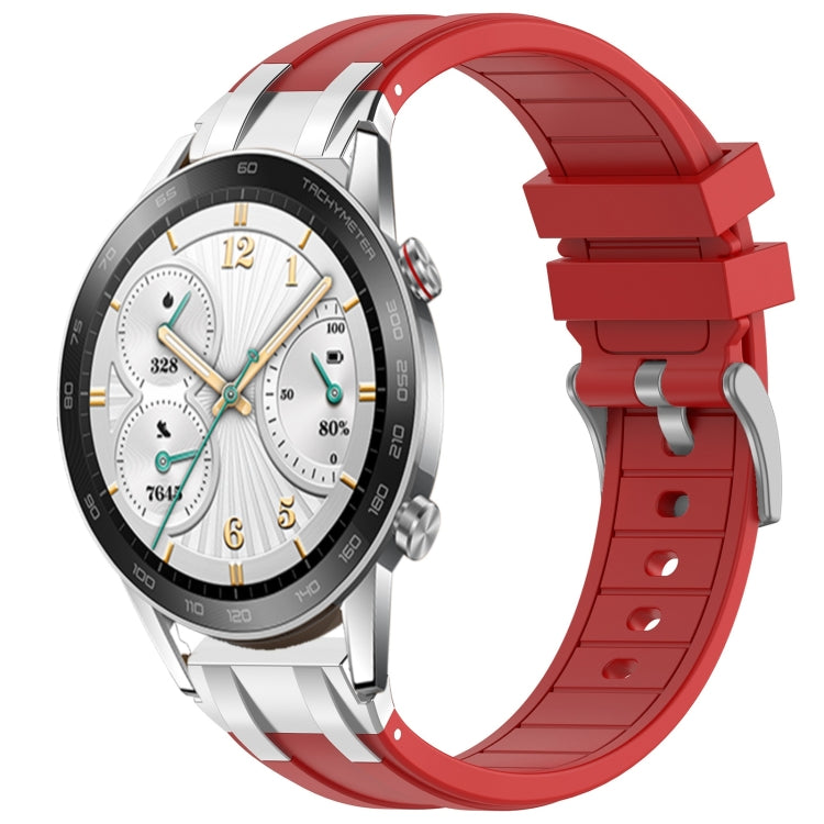 For Honor Watch GS 3i 22mm Quick Release Silver Buckle Royal Silicone Watch Band(Red) by bashfashion