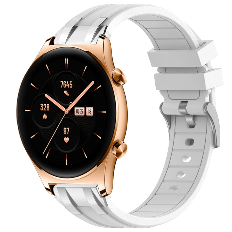 For Honor Watch GS 3 22mm Quick Release Silver Buckle Royal Silicone Watch Band(White) by bashfashion