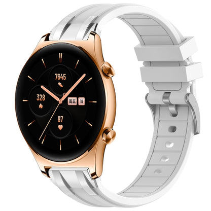 For Honor Watch GS 3 22mm Quick Release Silver Buckle Royal Silicone Watch Band(White) by bashfashion