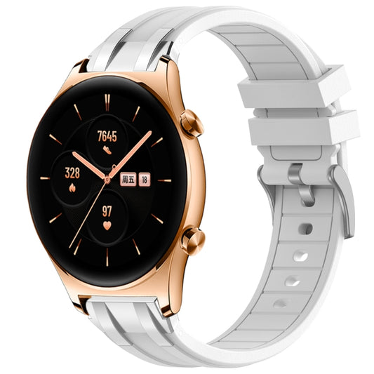 For Honor Watch GS 3 22mm Quick Release Silver Buckle Royal Silicone Watch Band(White) by bashfashion